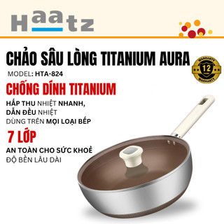 Chảo Titanium Aura HTA824 inox 316 Haatz truyền nhiệt nhanh dùng cho mọi loại bếp