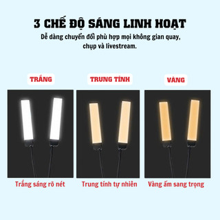 Đèn led 2 râu , đèn trợ sáng dùng cho livestream Spa, Phun Xăm, Makeup Chuyên Nghiệp chân 2m cao cấp