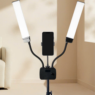 Đèn led 2 râu , đèn trợ sáng dùng cho livestream Spa, Phun Xăm, Makeup Chuyên Nghiệp chân 2m cao cấp
