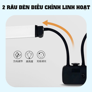 Đèn led 2 râu , đèn trợ sáng dùng cho livestream Spa, Phun Xăm, Makeup Chuyên Nghiệp chân 2m cao cấp