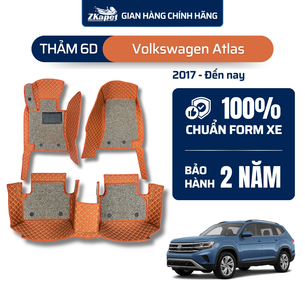 Thảm lót sàn ô tô 6D Volkswagen Atlas 2017 - Đến nay ZKAPET (5 chỗ)