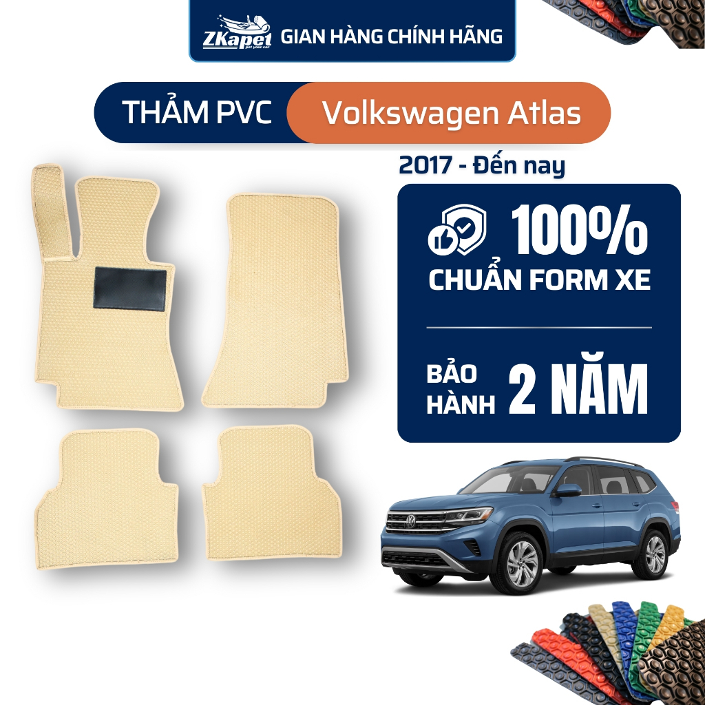 Thảm lót sàn ô tô PVC Volkswagen Atlas 2017 - Đến nay ZKAPET (5 chỗ)