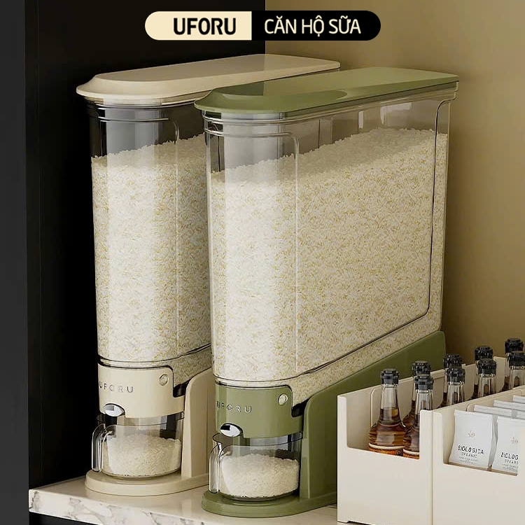Thùng Đựng Gạo Thông Minh UFORU Thiết Kế Mới Hiện Đại Cao Cấp Chất Liệu Nhựa An Toàn Chống Ẩm Mốc - 