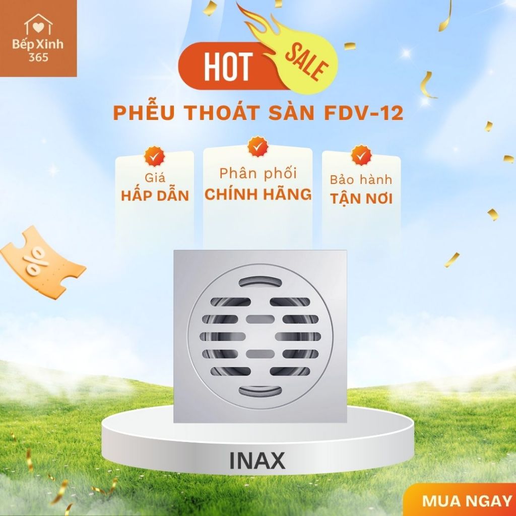 Phễu thoát sàn INAX FDV-12 - Phụ Kiện Nhà Tắm Cao Cấp, Chống Gỉ, Dễ Vệ Sinh