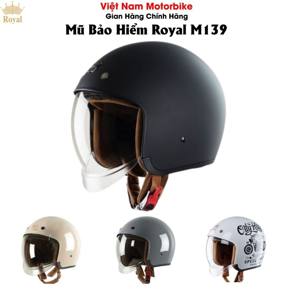 Mũ Bảo Hiểm Royal M139 Kính Âm 3/4 Đầu, Vỏ ABS Nguyên Sinh, Tặng Kèm Túi Và Hộp Đựng Chống Trầy Xước