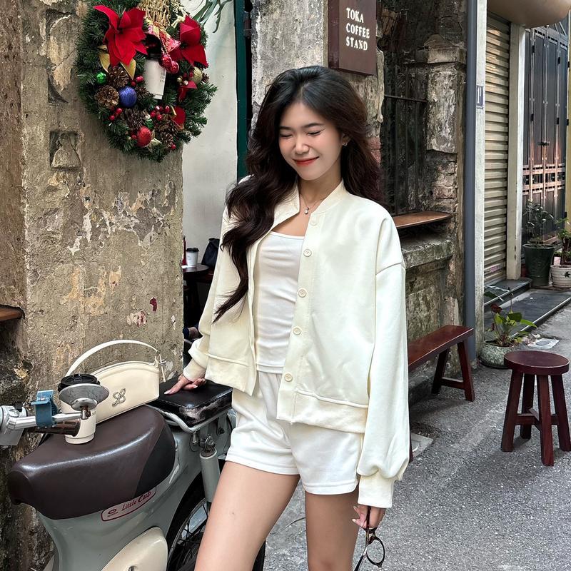 Áo Khoác Nỉ Cardigan Nữ Basic Cài Cúc form Boxy Nhẹ Mùa Thu Đông Vải 2 Da Cao Cấp Không Xù | BigBuy360 - bigbuy360.vn