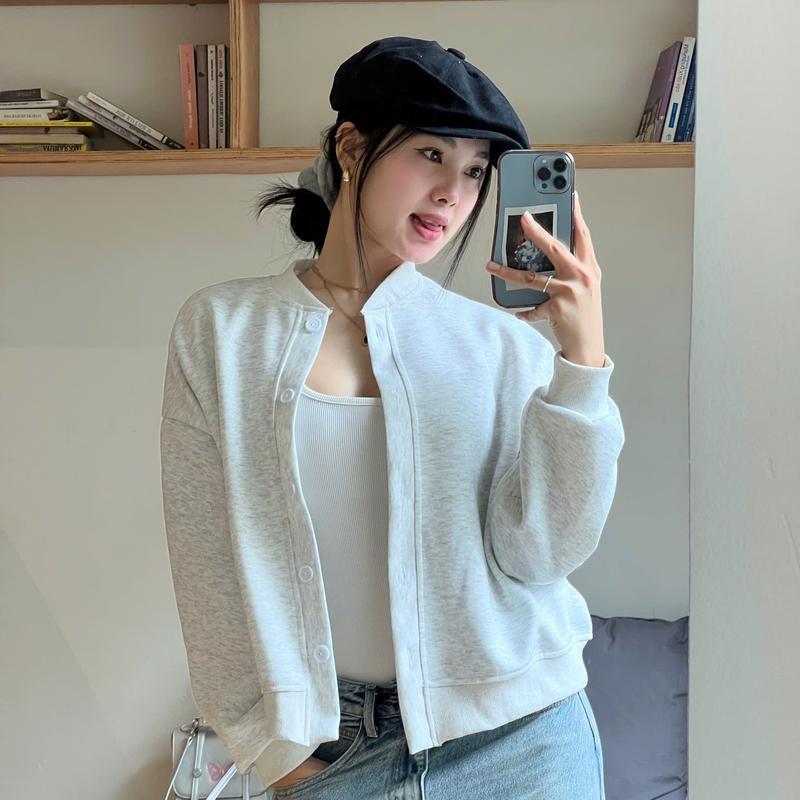 Áo Khoác Nỉ Cardigan Nữ Basic Cài Cúc form Boxy Nhẹ Mùa Thu Đông Vải 2 Da Cao Cấp Không Xù | BigBuy360 - bigbuy360.vn