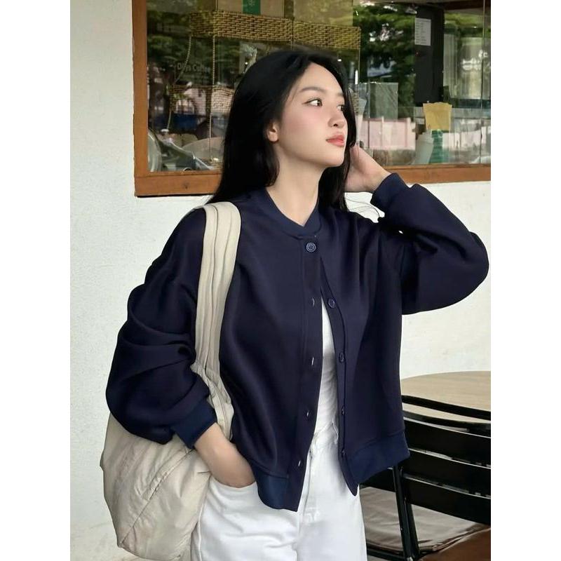 Áo Khoác Nỉ Cardigan Nữ Basic Cài Cúc form Boxy Nhẹ Mùa Thu Đông Vải 2 Da Cao Cấp Không Xù | BigBuy360 - bigbuy360.vn