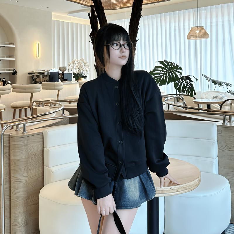 Áo Khoác Nỉ Cardigan Nữ Basic Cài Cúc form Boxy Nhẹ Mùa Thu Đông Vải 2 Da Cao Cấp Không Xù | BigBuy360 - bigbuy360.vn