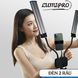 Đèn led 2 râu , đèn trợ sáng dùng cho livestream Spa, Phun Xăm, Makeup Chuyên Nghiệp chân 2m cao cấp