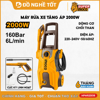  Máy rửa xe tăng áp 2000W motor dây đồng INGCO HPWR20018 