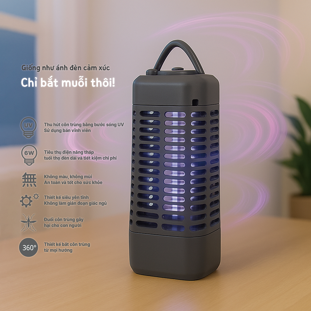Đèn diệt muỗi 6W ZIMMERMANN – Đèn bắt muỗi tia UV, tiết kiệm điện, an toàn không hóa chất