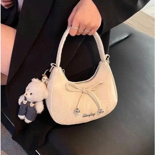 Túi xách nữ mini cầm tay da nhung - Túi đeo vai phối nơ phong cách Hàn Quốc - DK193