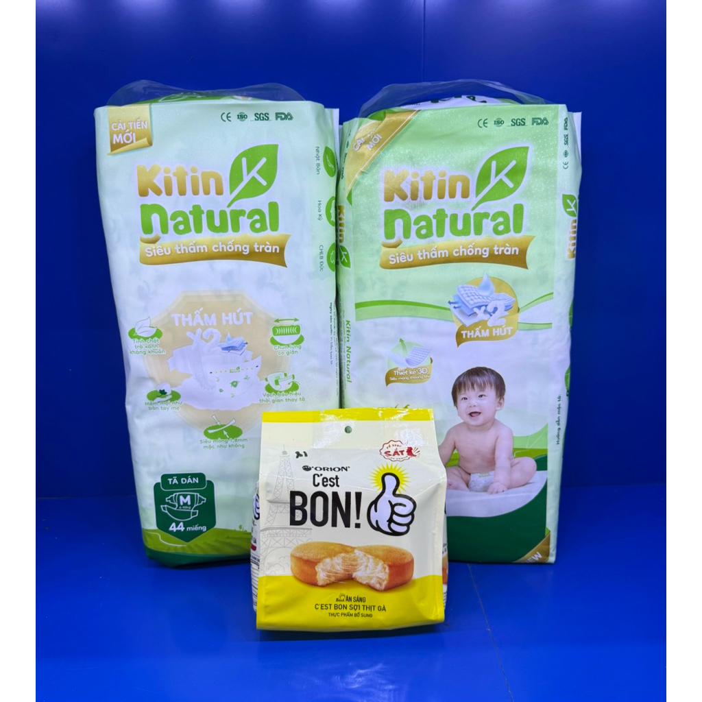 [Combo 2 Bịch Tã =>Tặng Bánh Bon Sợi Gà] Tã Bỉm Dán/Quần Kitin Natural siêu khô thoáng và thấm hútn