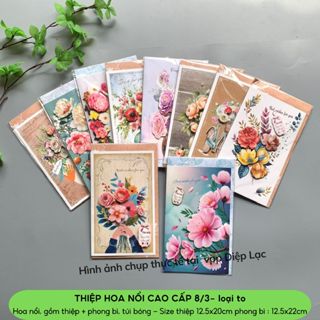   5c  Thiệp 8 3 hoa NỔI CAO CẤP 3D TO 8-3 ngày quốc tế phụ nữ kèm phong bì NHIỀU MẪU vpp Diệp Lạc 