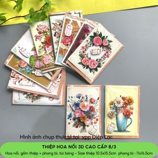   5c Thiệp 8-3 HOA NỔI CAO CẤP 3D NHỎ 8 3 chúc mừng ngày phụ nữ Việt Nam kèm phong bì 