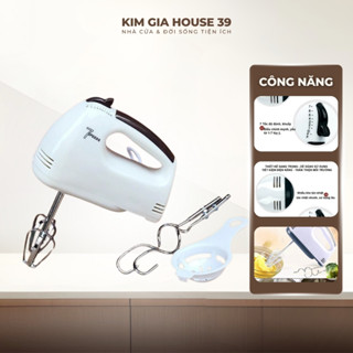 Máy Đánh Trứng Cầm Tay 7 Tốc Độ 260W Đa Năng Siêu Khỏe Kèm 4 Que Inox Đánh Kem Trộn Bột Dễ Dùng