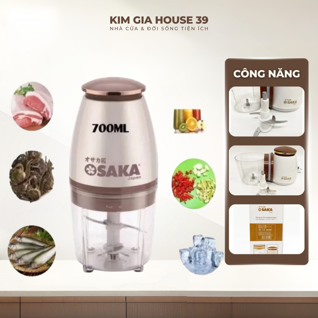 Máy Xay Đa Năng Osaka Nhật Bản Loại 1, Xay Sinh Tố Thịt Rau Củ 750ml Lưỡi Inox Sắc Bảo Hành 1 Năm