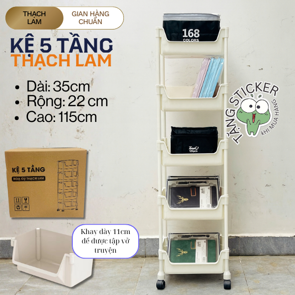 Hỏa tốc Kệ 5 Tầng Thạch Lam Kệ Nhựa Đa Năng Khay Sâu 11cm Kệ Đựng Sách Vở Kệ Lắp Siêu Chắc Tiện Dụng