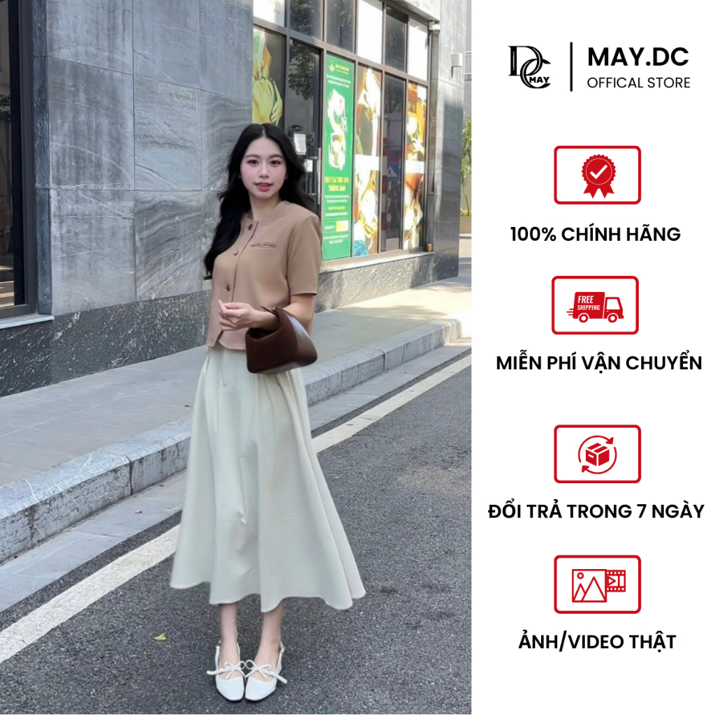 MOCHA BREEZE By MAY.DC DESIGN Chân Váy Midi Chất Liệu Vải Kaki, Màu Nude Basic Dễ Mix Đồ
