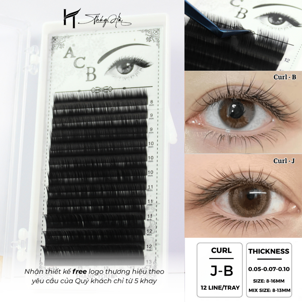 Mi Khay ACB Độ Cong J-B, Độ Dày 0.05-0.07-0.10, Bắt Keo Tốt, Tạo Fan Lông mi nhân tạo Thúy Hà