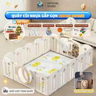  Quây Cũi Cho Bé Gấp Gọn New 2026 Quây Cũi Nhựa Moon House Kèm Cột Bóng Ghép Hình Thảm Bóng,Giỏ Bóng Nhựa Nguyên Sinh 