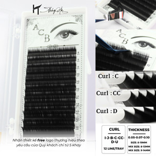 Mi Khay ACB Cong Tròn – Dày 0.07, Độ Cong i-J-B-C-CC-D-U – 12 Line/Tray, Lông mi nhân tạo Thúy Hà