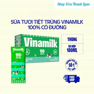   HSD T6-2026  Thùng 24  48 Hộp Sữa Tươi Tiệt Trùng Vinamilk 100% Có Đường 180ml. 