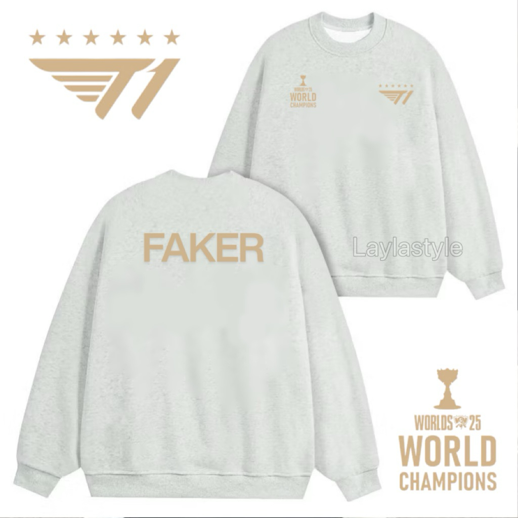 [Sẵn] Laylastyle áo sweater nỉ T1 Doran Faker Gumayusi Keria Oner T1 SKT cktg 6 sao