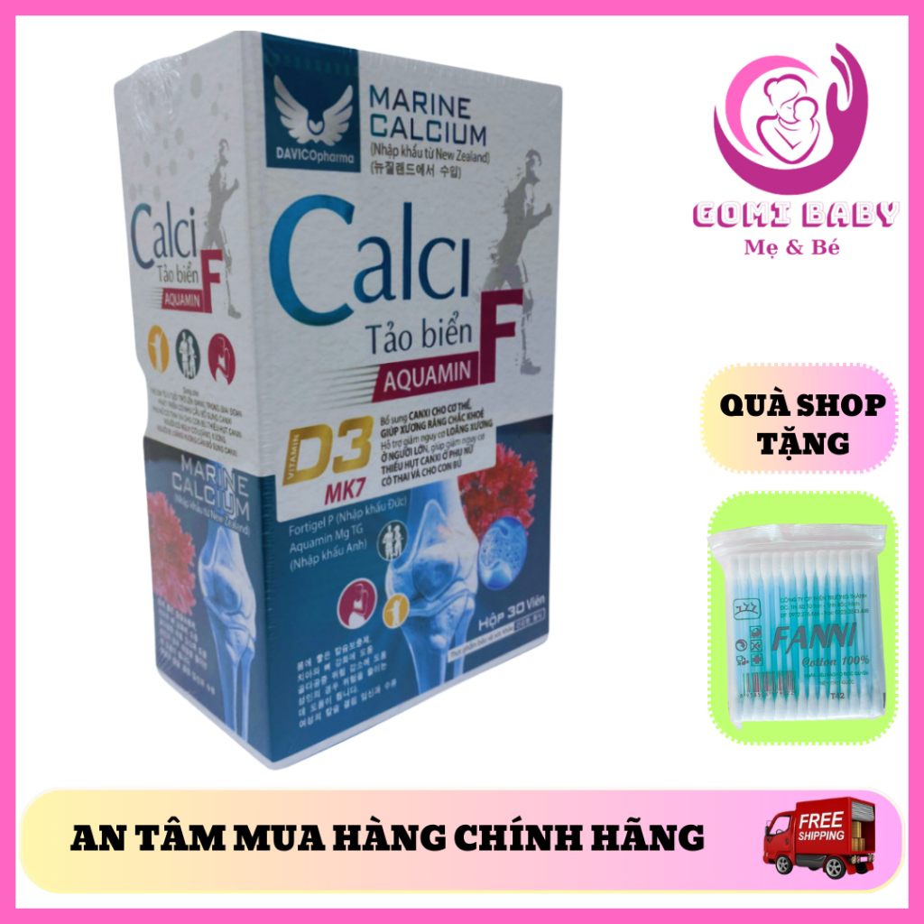 [CHÍNH HÃNG] VIÊN UỐNG CALCI TẢO BIỂN AQUAMIN F BỔ SUNG CANXI HỘP 30 VIÊN