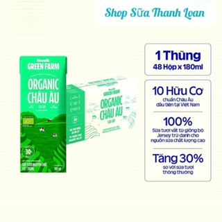   HSD T7-2026  Thùng 24  48 Hộp Sữa Tươi Vinamilk 100% Green Farm Organic Không Đường 180ml. 