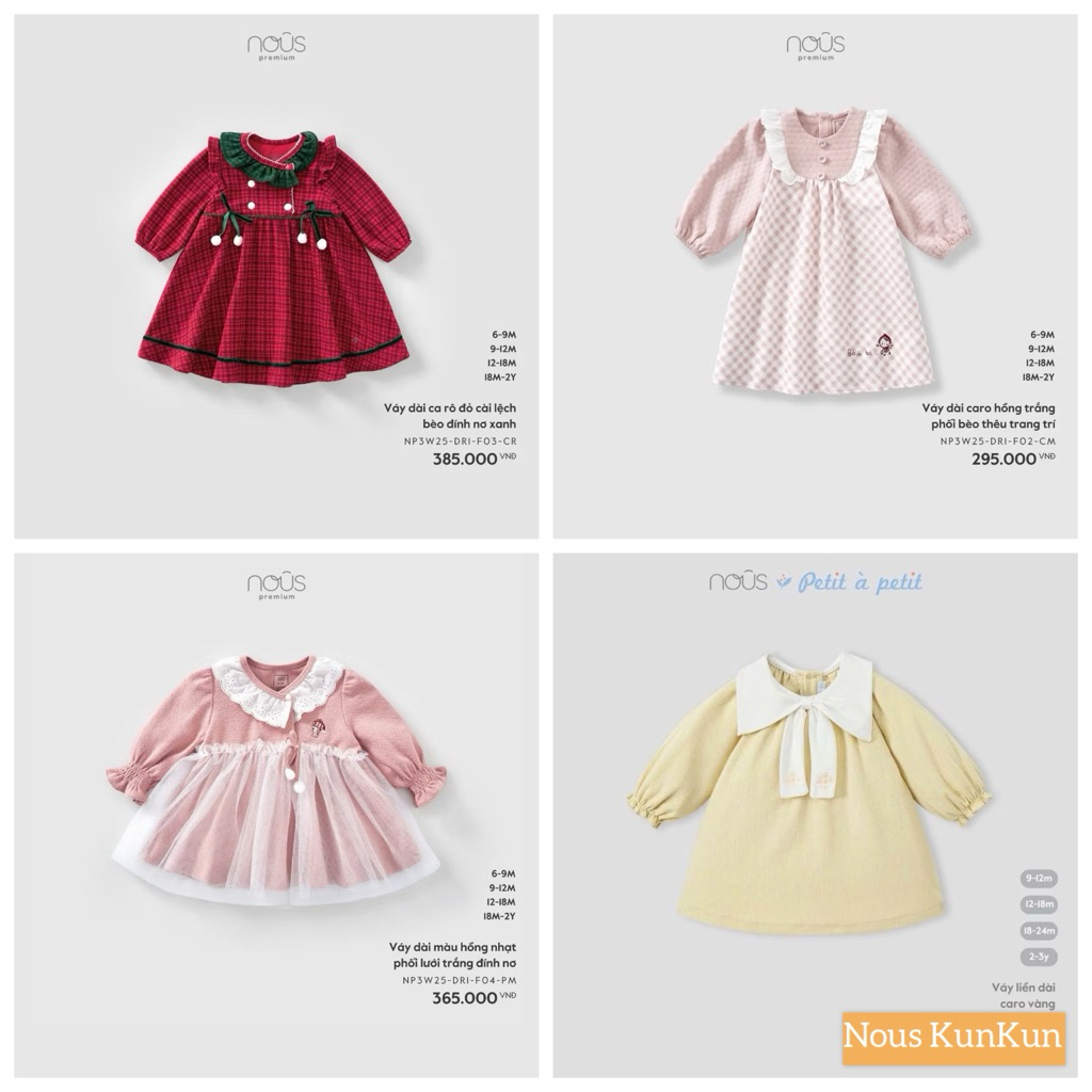 {Nous} Váy ( form to) Nous chất mềm mại,nhiều màu sắc cho bé gái  từ 6m đến 3y