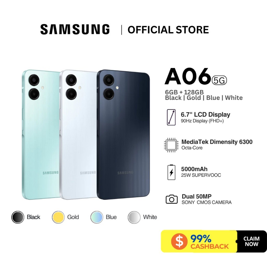 Điện thoại Samsung Galaxy A06 5G 6GB128GB Đen Hàng Chính Hãng LikeNew Fullbox Bảo Hành Chính Hãng
