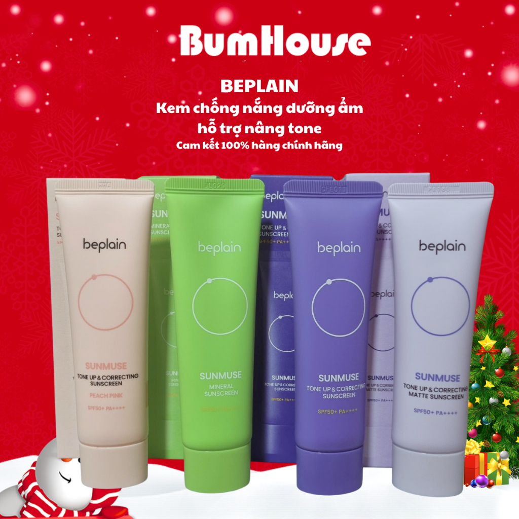 Kem Chống Nắng Beplain Sunmuse Tone Up & Correcting/ Sunmuse Mineral/ Matte/Peach Pink Sunscreen SPF