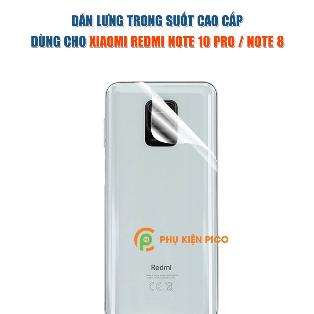 Dán lưng dùng cho Xiaomi Redmi Note 10 Pro / Note 8 full mặt lưng dẻo trong suốt PPF cao cấp
