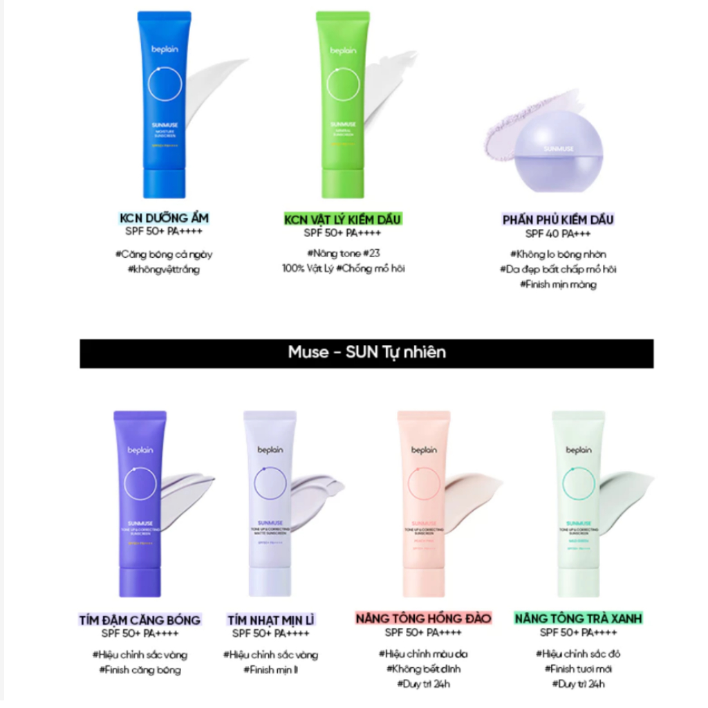 Kem Chống Nắng Beplain Sunmuse Tone Up & Correcting/Peach Pink/ Sunmuse Mineral/ MatteSunscreen SPF50+ 50ml_BumHouse | BigBuy360 - bigbuy360.vn