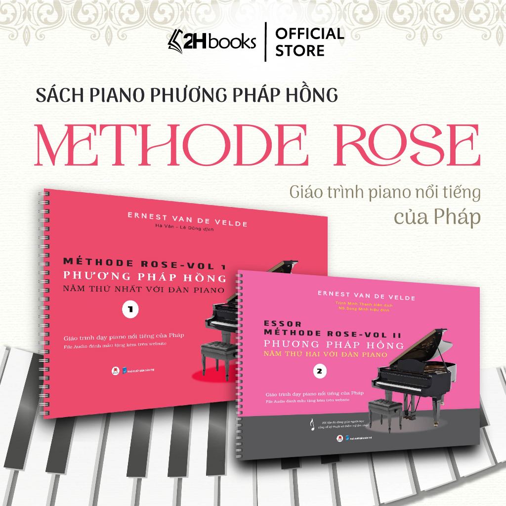 Sách Piano Phương Pháp Hồng Methode Rose tái bản 2025, Sách học piano cơ bản, Giáo trình piano