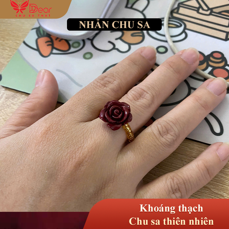 [Hàng Tặng Không Bán] Nhẫn Đeo Tay Chu Sa Trang Sức Đá Quý Cao Cấp, Chu Sa Tự Nhiên Dear Fashion Jew