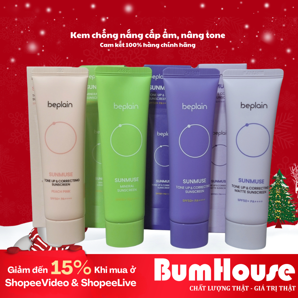Kem Chống Nắng Beplain Sunmuse Tone Up & Correcting/Peach Pink/ Sunmuse Mineral/ MatteSunscreen SPF50+ 50ml_BumHouse | BigBuy360 - bigbuy360.vn