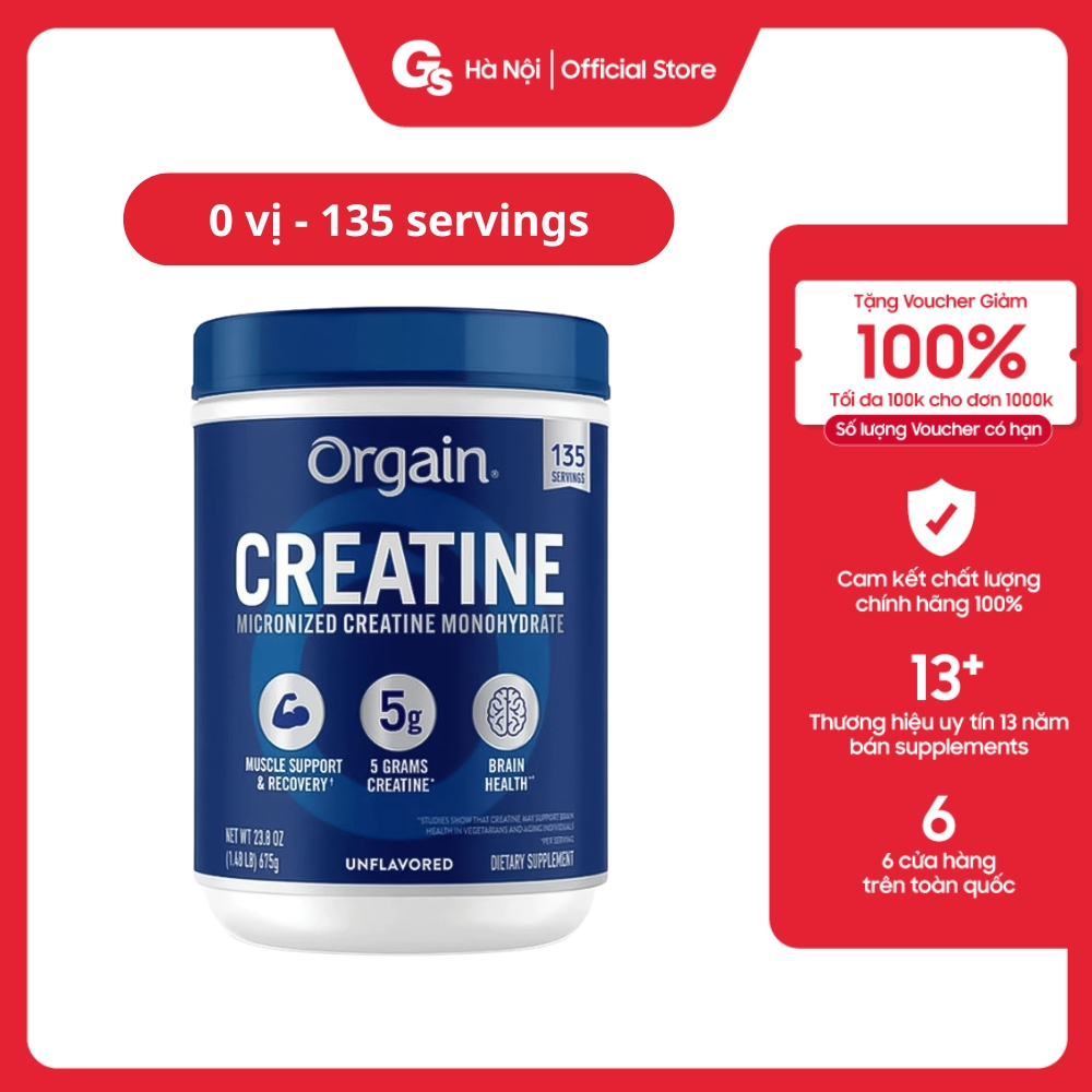 Bột tăng sức mạnh Orgain Creatine Monohydrate dạng MICRONIZED hấp thụ nhanh (135 servings) Gymstore