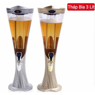 Tháp Đựng Bia 3 Lít Vân Đế Lúa Mạch có Đèn Lét Bình Đựng Nước Mát Có Vòi ( Vàng Nhám ) HOMIE STORE