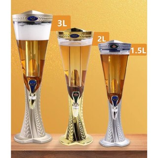 Tháp Đựng Bia 3 Lít Vân Đế Lúa Mạch có Đèn Lét Bình Đựng Nước Mát Có Vòi ( Vàng Nhám ) HOMIE STORE