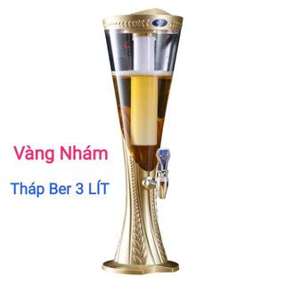 Tháp Đựng Bia 3 Lít Vân Đế Lúa Mạch có Đèn Lét Bình Đựng Nước Mát Có Vòi ( Vàng Nhám ) HOMIE STORE