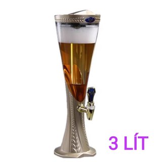 Tháp Đựng Bia 3 Lít Vân Đế Lúa Mạch có Đèn Lét Bình Đựng Nước Mát Có Vòi ( Vàng Nhám ) HOMIE STORE