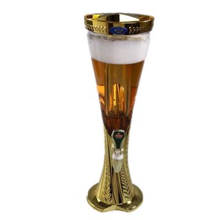 Tháp Đựng Bia 3 Lít Vân Đế Lúa Mạch có Đèn Lét Bình Đựng Nước Mát Có Vòi ( Vàng Nhám ) HOMIE STORE