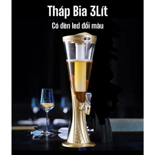 Tháp Bia 3 Lít Có Đèn Led - Vòi Rót Mượt – Đế Lúa Mạch – Có Lõi Đá Riêng – Dùng Cho Tiệc & Quán Nhậu GIADUNGTHAOTHUY