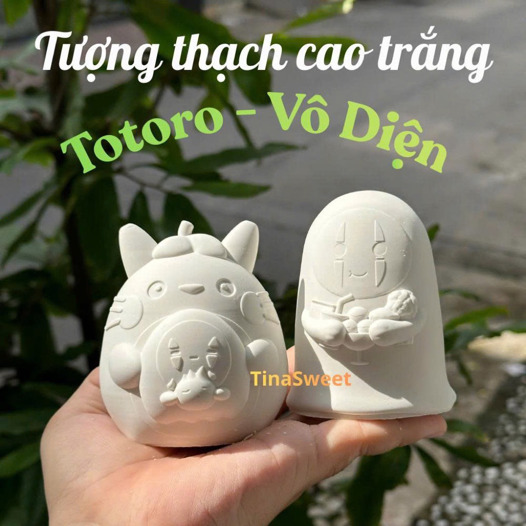 Tượng thạch cao trắng Totoro - Vô diện không kèm màu