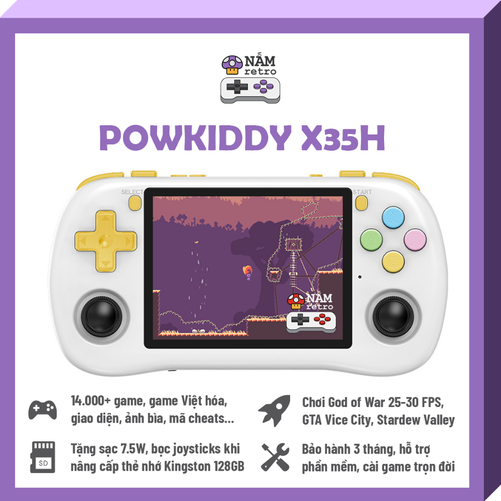 [Tặng Sạc + Bọc Joystick] Powkiddy X35H - Stardew Valley, GTA Vice City, God of War PSP 25-30FPS, ga