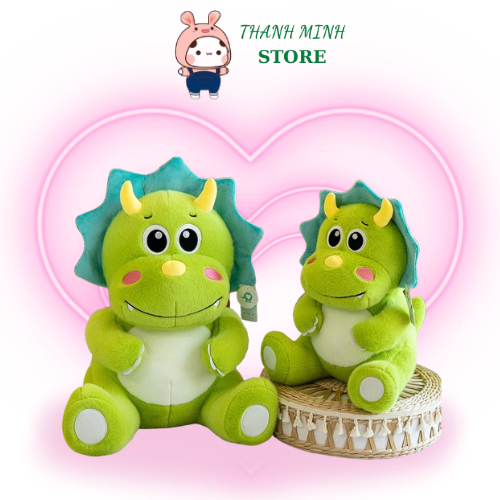 Gấu Bông Khủng Long Triceratops Màu Xanh Ngồi Đáng Yêu Dành Cho Bé , Mềm Mại và An Toàn. THANH MINH 