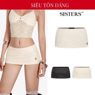  Chân váy ngắn ôm sát nữ ren SISTERS lót thun gân mềm mại phối logo inox ôm trọn đường cong quyến rũ Iris | SS-S55-V 
